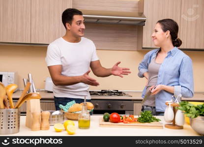 Young family in the kitchen