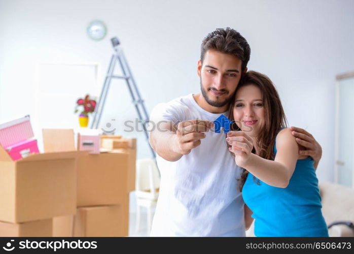 Young family moving to new apartment