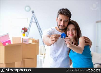 Young family moving to new apartment