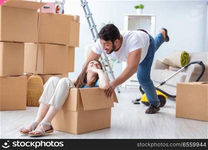 Young family moving to new apartment