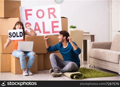 Young family offering house for sale and moving out