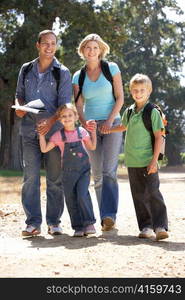 Young family on country walk