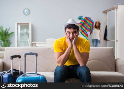 Young family preparing for travel vacation