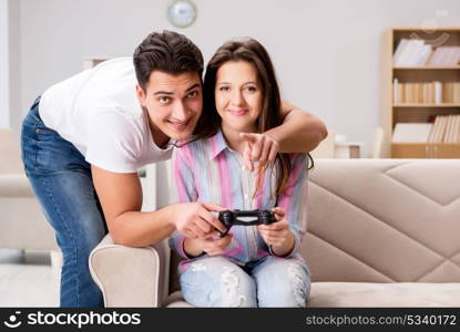 Young family suffering from computer games addiction