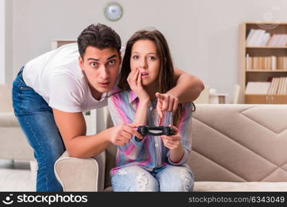 Young family suffering from computer games addiction