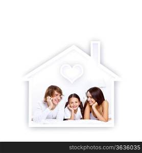 Young family with a daughter and house