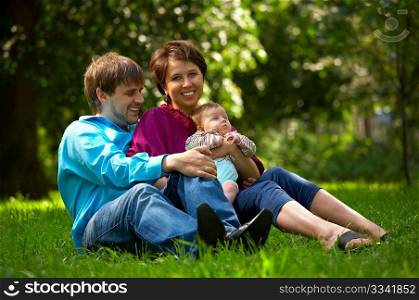 Young family with child in the park