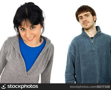 young fashion couple isolated on white background