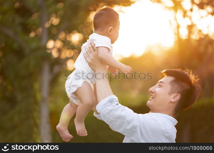 Young father raising his baby