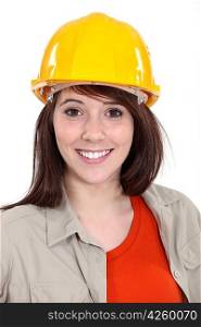 Young female construction worker