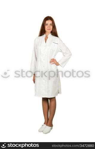 Young female doctor or nurse isolated on white