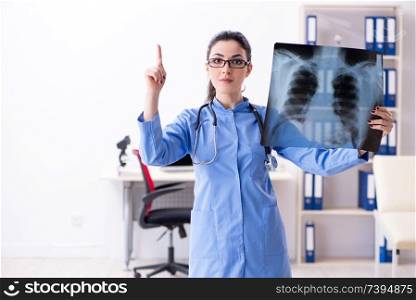 Young female doctor radiologist working in the clinic 