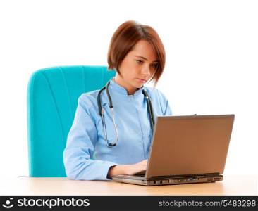Young female doctor working at the computer