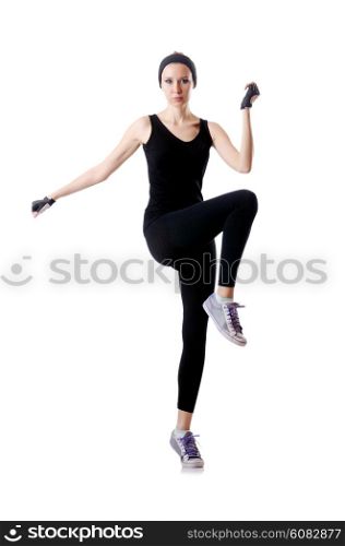 Young female doing exercises