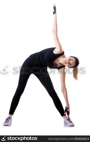 Young female doing exercises