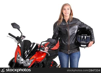 Young female motorcyclist