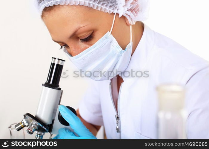 Young female scientist in a chemistry laboratory