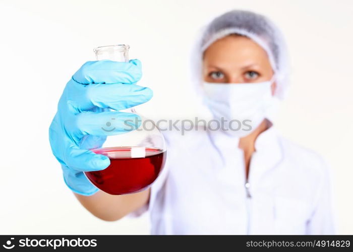 Young female scientist in a chemistry laboratory