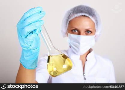 Young female scientist in a chemistry laboratory