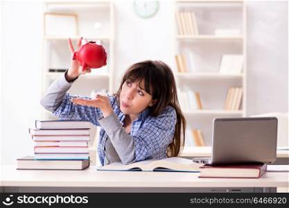 Young female student in educational concept