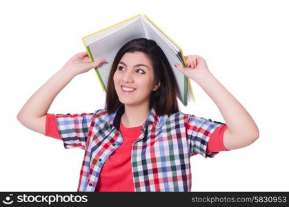 Young female student isolated on the white