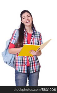 Young female student isolated on the white