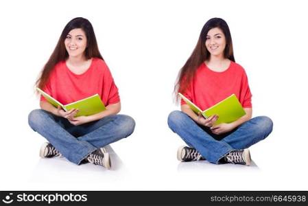 Young female student isolated on the white