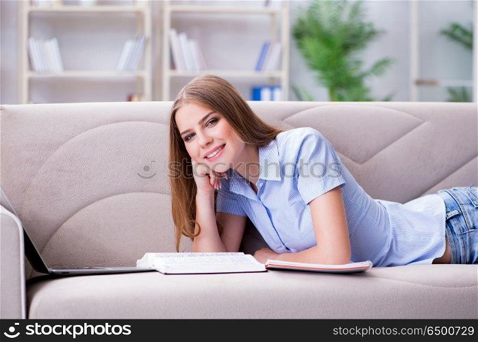 Young female student preparing for college exams