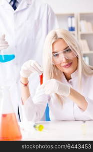 Young female woman doctor in hospital clinic lab