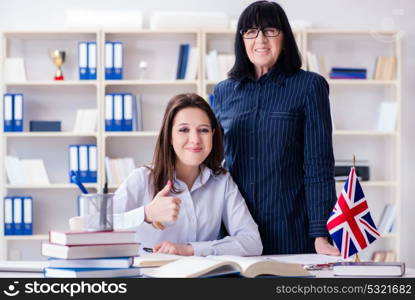 Young foreign student during english language lesson