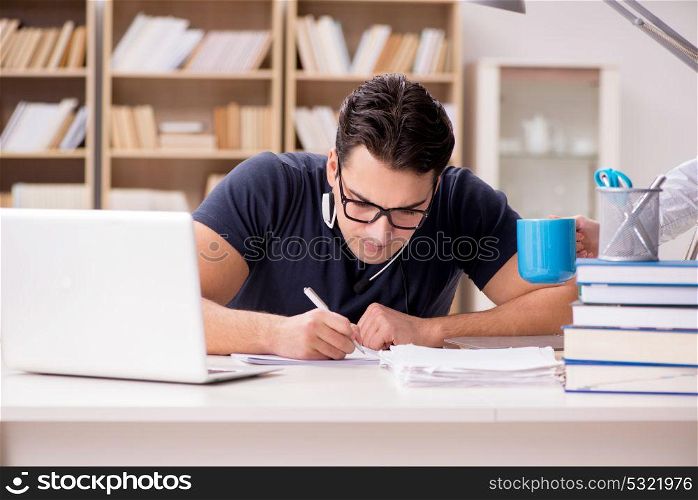Young freelance worked working on computer