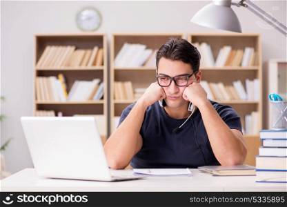 Young freelance worked working on computer