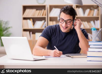 Young freelance worked working on computer