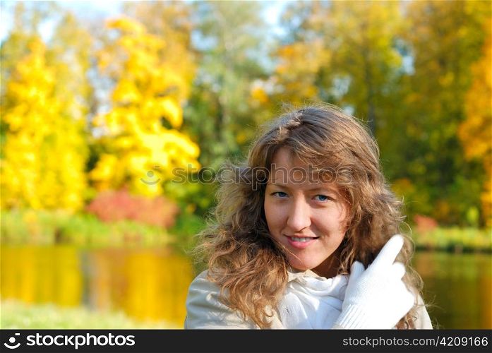 young fresh smiling woman in autumn