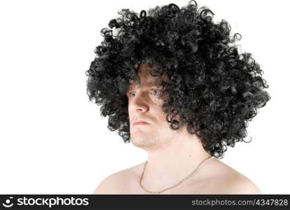 young frizzy man isolated over white background