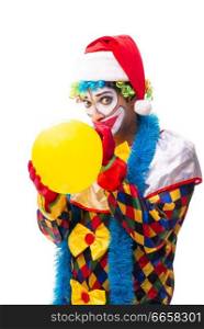 Young funny clown comedian isolated on white . The young funny clown comedian isolated on white 