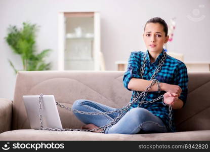 Young girl addicted to tv wasting her time