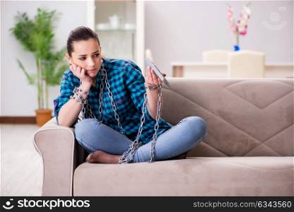 Young girl addicted to tv wasting her time