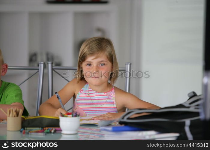 Young girl drawing