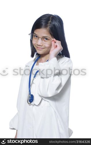 Young girl dressed as doctor