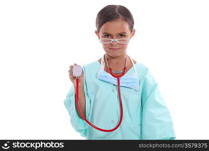 Young girl dressed up as a doctor