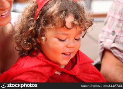 Young girl dressed up on Halloween