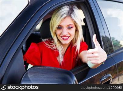 young girl driving