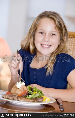 Young Girl Eating meal,mealtime