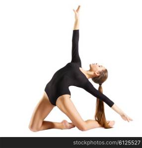 Young girl engaged art gymnastic isolated