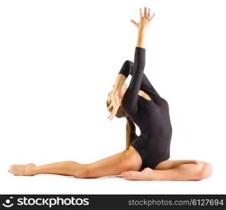 Young girl engaged art gymnastic isolated
