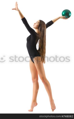 Young girl engaged arts gymnastic isolated