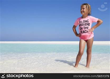 Young Girl Enjoying Beach Holiday