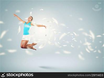 Young girl floating