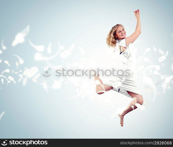 Young girl floating